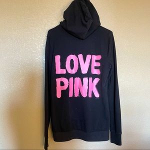 Victoria’s Secret Love PINK Zip up Black Oversized Hoodie 💗 Size S